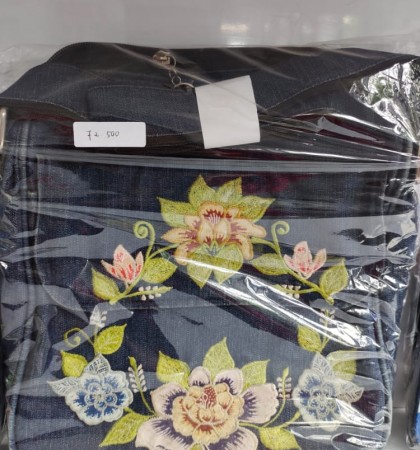 tas bordir biru dongker
