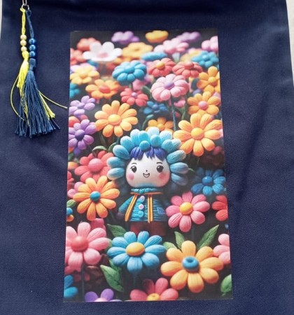 totebag kotak hitam dan biru damnilcha